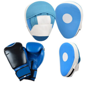 Training Punch Mitts & Boxing Gloves Set Sky Blue / White