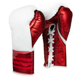 Red/White Leather Fighter Gloves