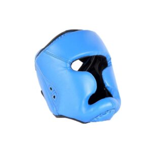 Sky Blue Red Stripe Boxing Head Guard For Amateurs