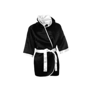 Play Well Plain Satin Boxing Gown Black Robe Hooded Martial Arts Fight Entrance